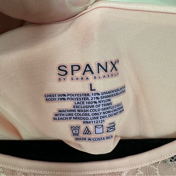 SPANX by Sara Blakely Rosebud Pink Lace Hide & Sleek Bateau Tank Top Sz L GUC - Picture 3 of 6